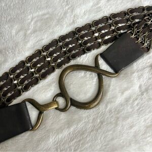 SUZI ROHER Brown / Metal Ladies Wide Stretch Belt One Size